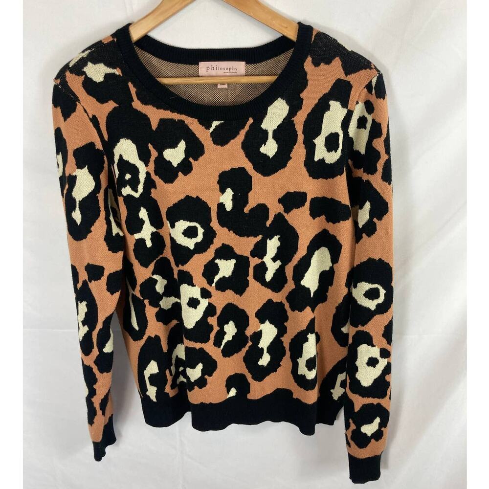 Philosophy Animal Print Crew Neck Sweater Size Large
